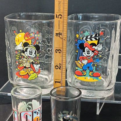 2 Disney Cups And 2 Disney Shot Glasses McDonalds France 2000 100 Years Florida