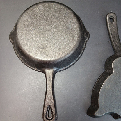 3 X Small Cast Iron Pans For Camping RV Travel Eggs Etc. Owl See Photos