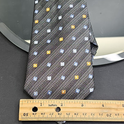 Serica Made in Italy Silk Tie Grey Box Cross Stripe Pattern Formal Career