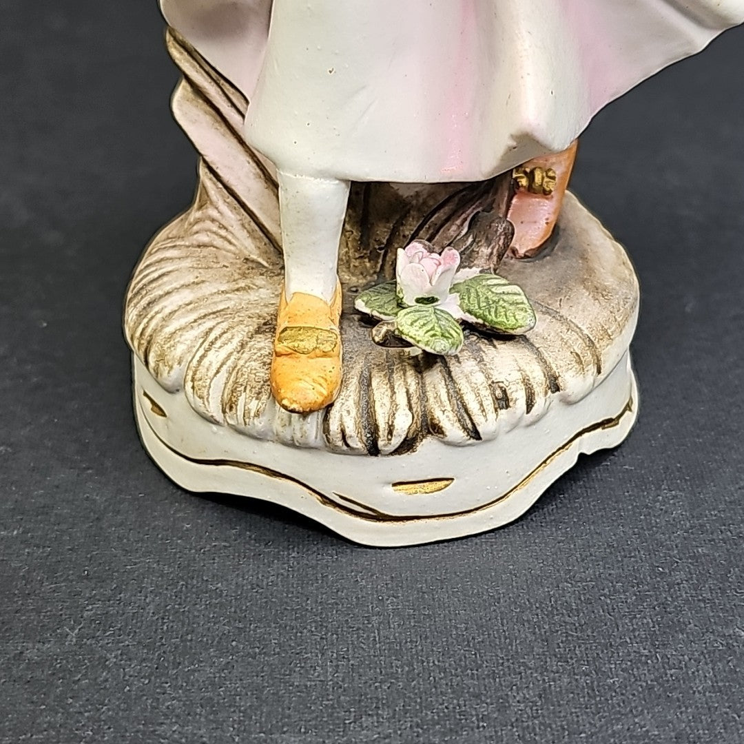 Porcelain Figure of Lady with Basket of Grapes 7"