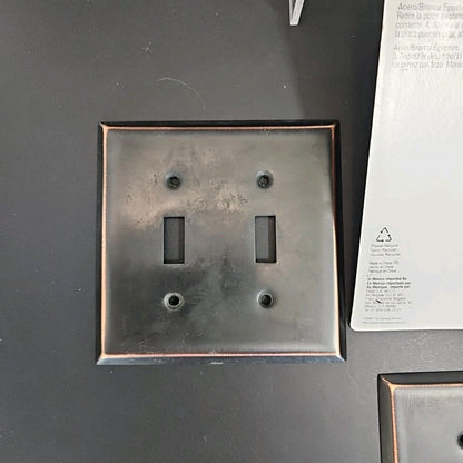 Stanley S835-611 Wall Plate Egyptian Bronze 4Pcs Dual Light Switch Cover CN USED
