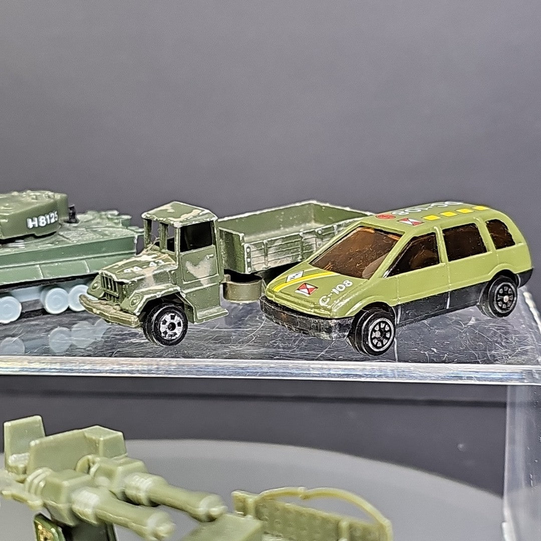 Military Trucks Cars Tanks 7pcs Toy Cars Vintage Camouflage Well Used Condition