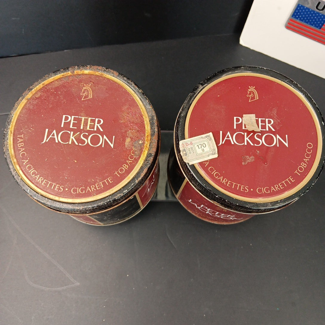 Rare Peter Jackson Tobacco Containers Canada Bilingual Fair Condition 2pcs