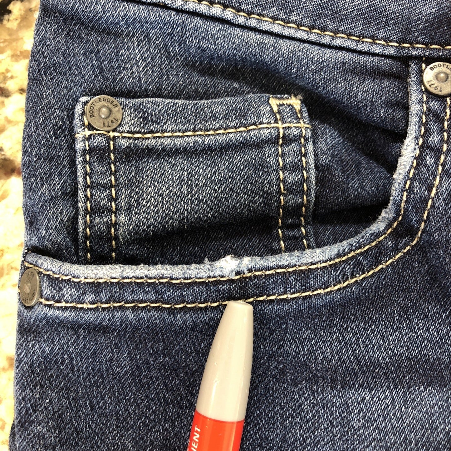 Size 25 X 29 Bootlegger Jeans Denim  Womens High Rise Skinny Ankle Dark Blue BD