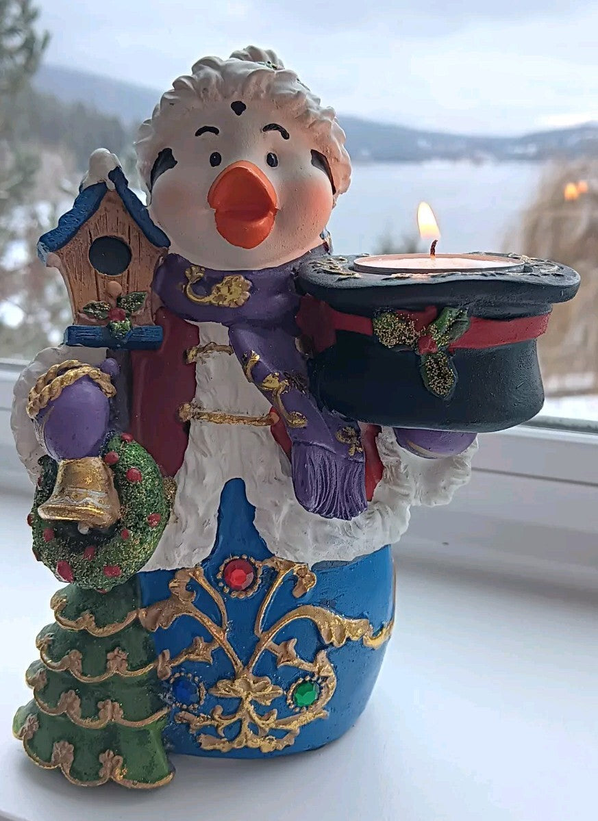 Christmas Decor Penguin Tealight Candle Holder Santa Hat Christmas Tree Bird