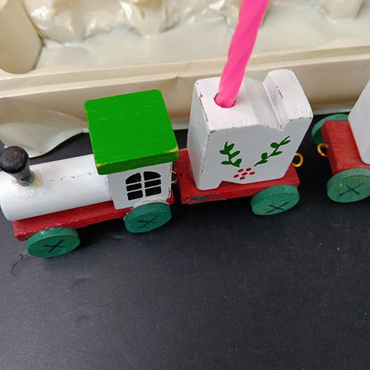 Giftco Wooden NOEL Candle Train Vintage 1982 White Painted Candles. Not Perfect
