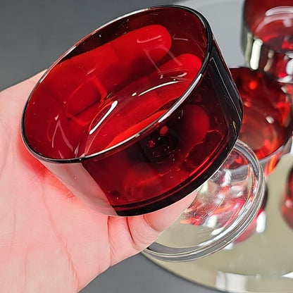Ruby Red Cavalier Stem Glass 4pcs Dessert Bowls From Luminarc France