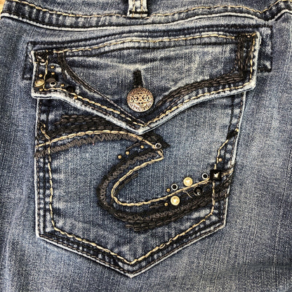 Size 30 X 32 Silver Jean Co. Womens Denim Bootcut Jeans Beaded Distressed
