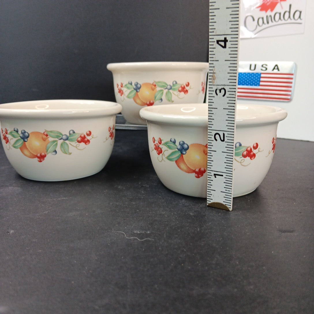 Set of 3 Corelle Corning Abundance Ramekins Bowls 4 Inch Stomeware CN