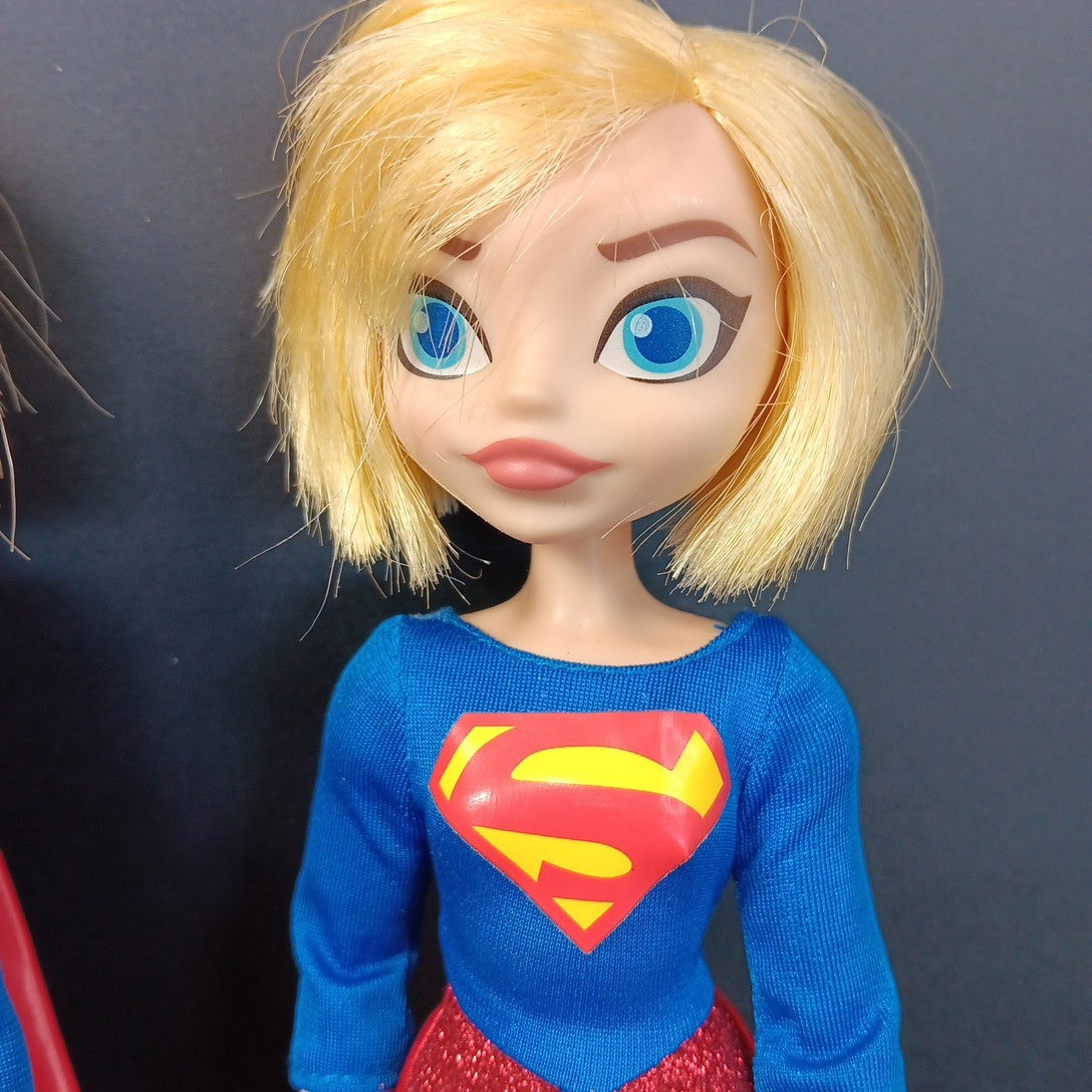 TWO DC Super Hero Girls Supergirl Doll 11 Inch Cartoon Network Action Figures X