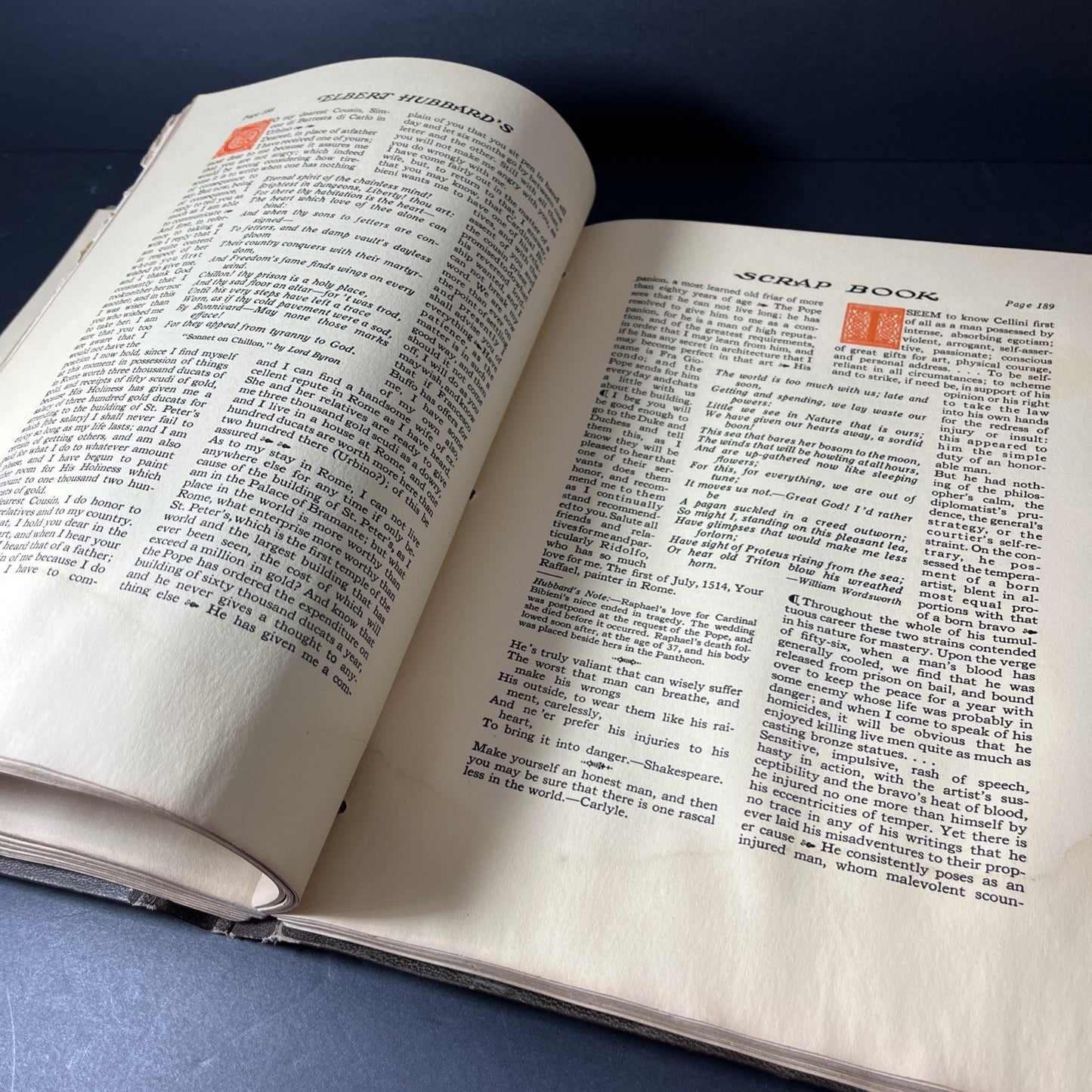 Vintage Elbert Hubbard’s Scrap Book 1923 Roycrofters Leather Bound * READ USA