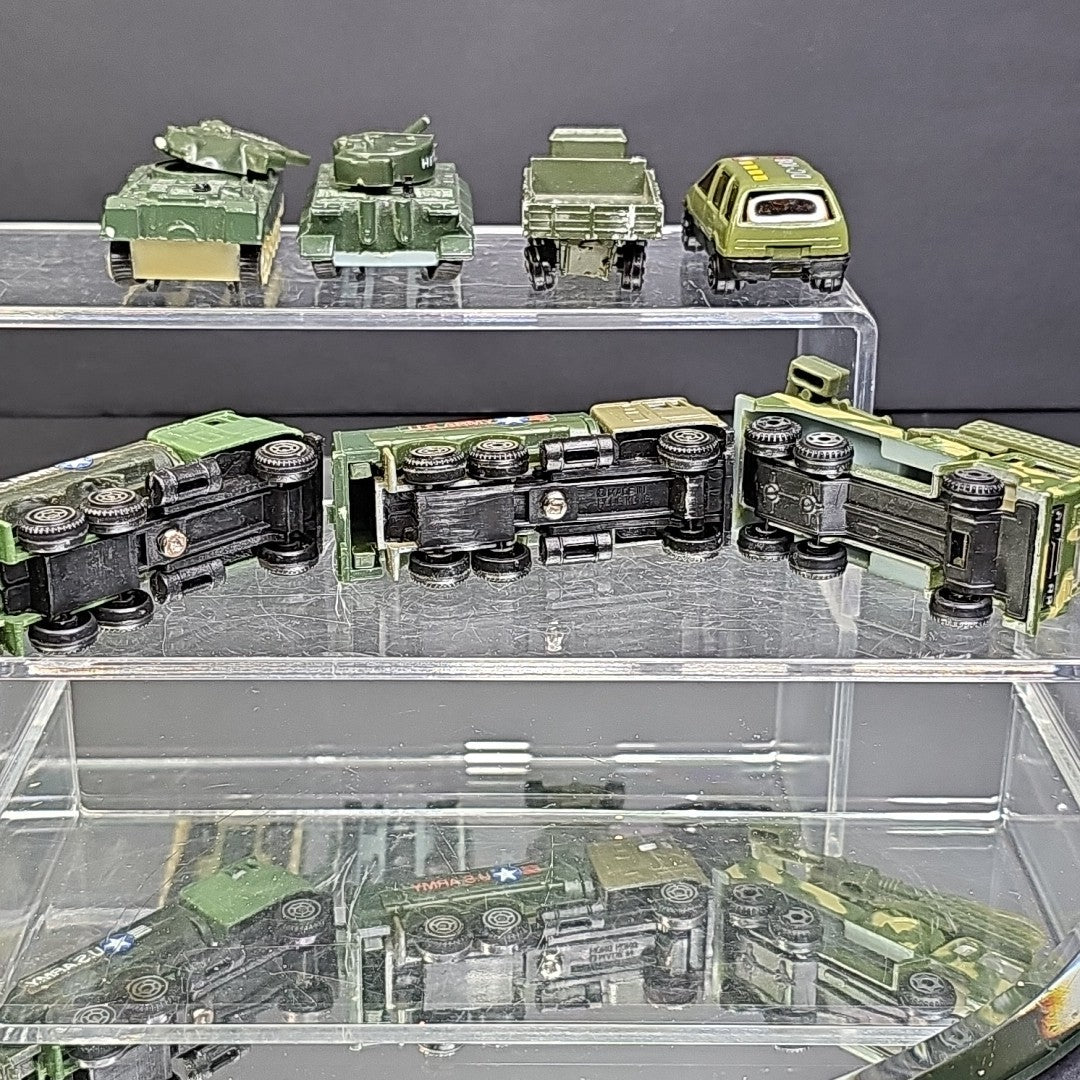 Military Trucks Cars Tanks 7pcs Toy Cars Vintage Camouflage Well Used Condition