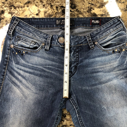 Size 30 X 32 Silver Jean Co. Womens Denim Bootcut Jeans Beaded Distressed