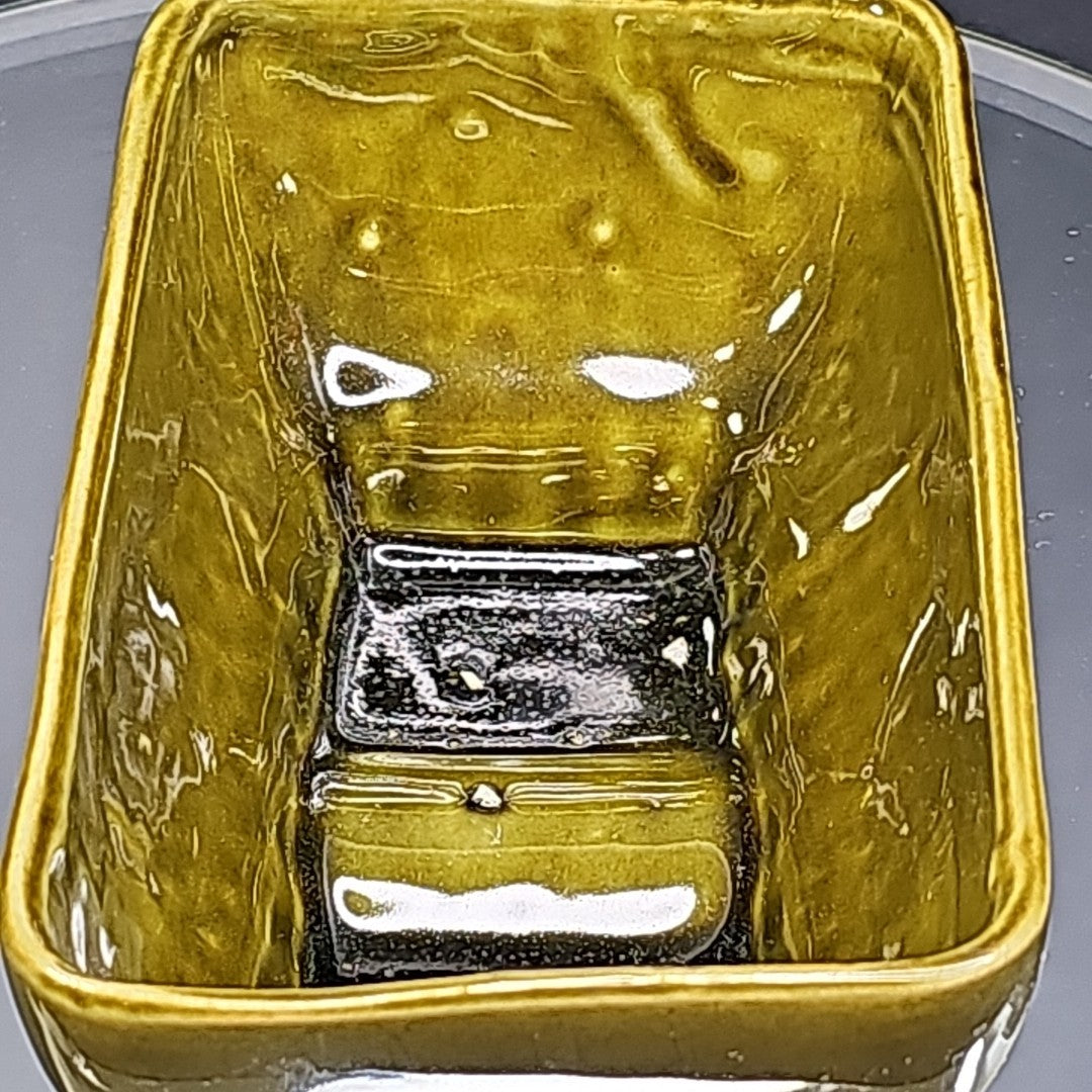 Vintage 404 6 USA Avocado Olive Green Rectangle Footed Pottery Planter