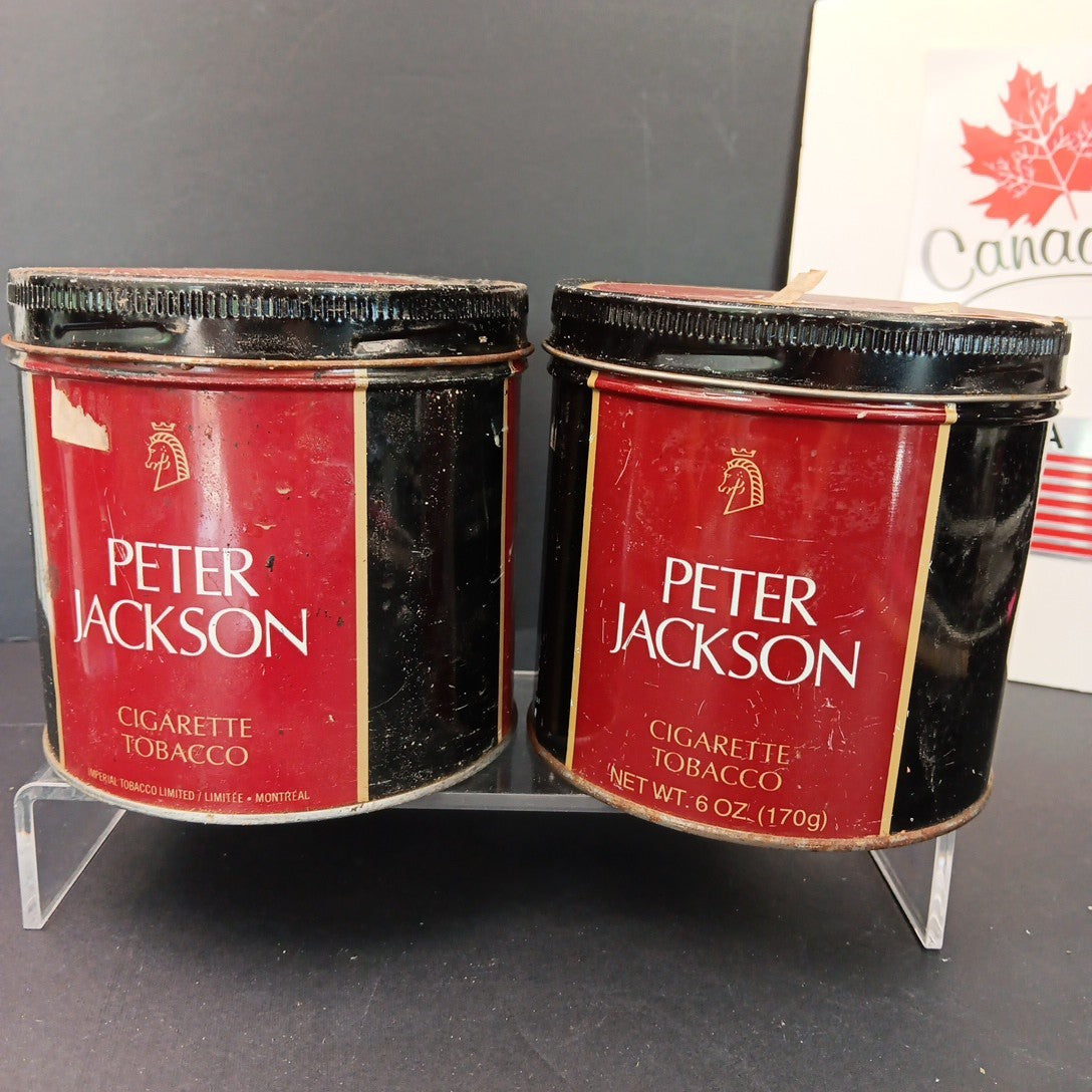 Rare Peter Jackson Tobacco Containers Canada Bilingual Fair Condition 2pcs