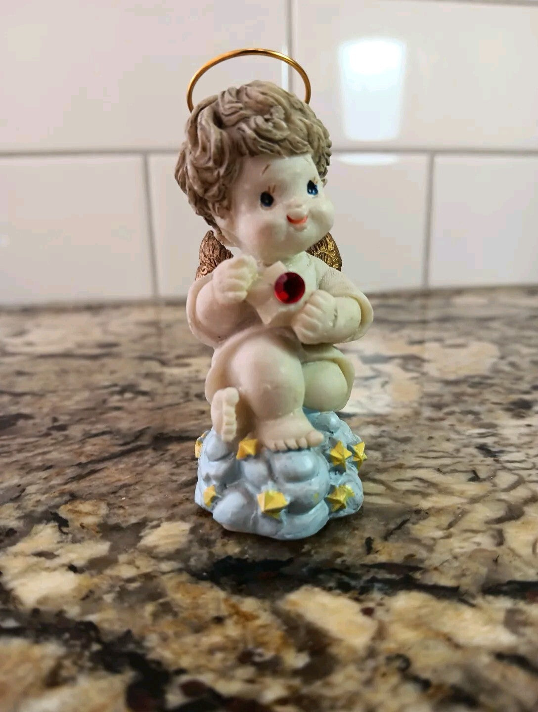 July Baby Ruby Birthstone Child Angel Figurine For Baby Child Gift Collectible