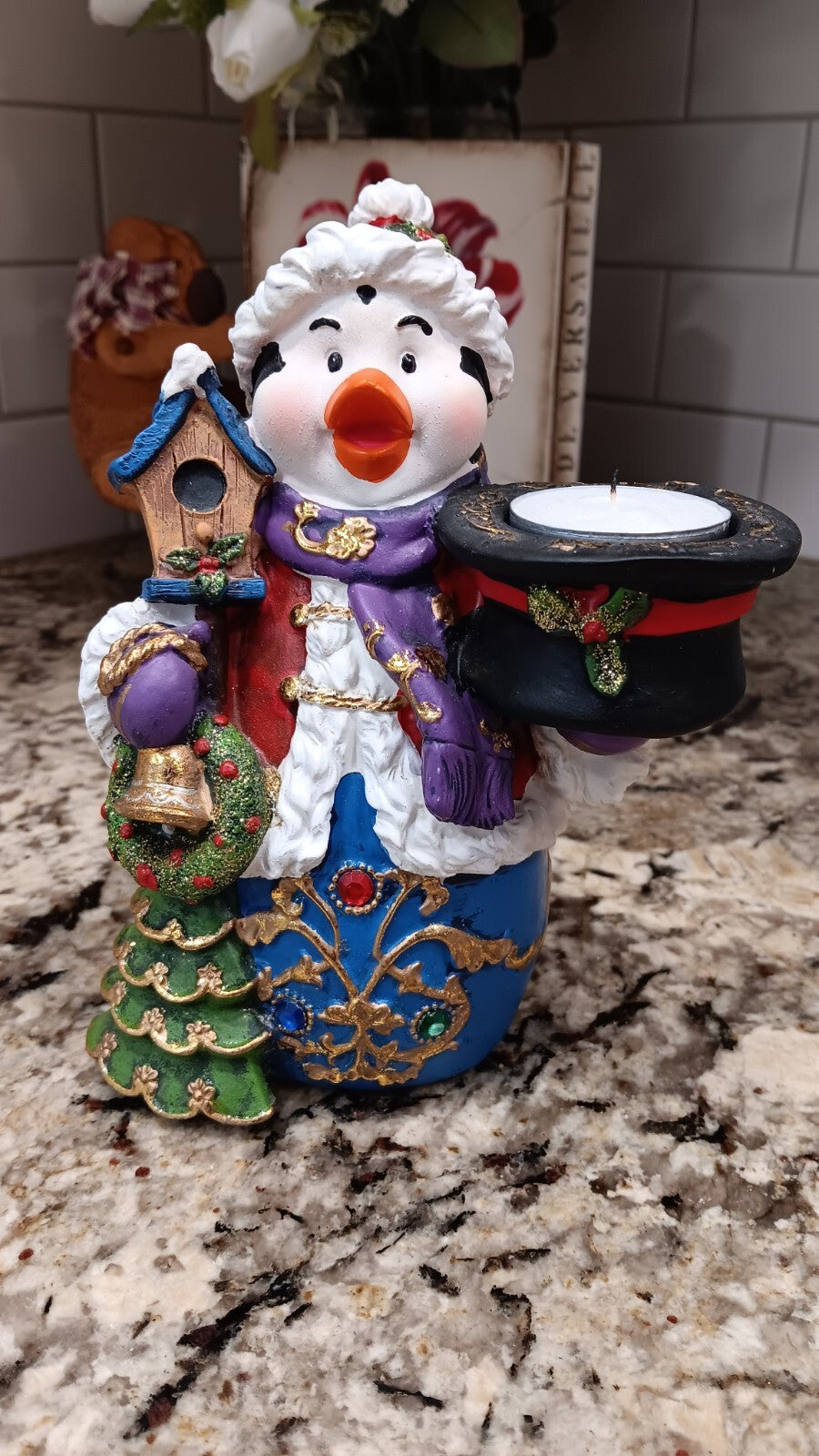 Christmas Decor Penguin Tealight Candle Holder Santa Hat Christmas Tree Bird