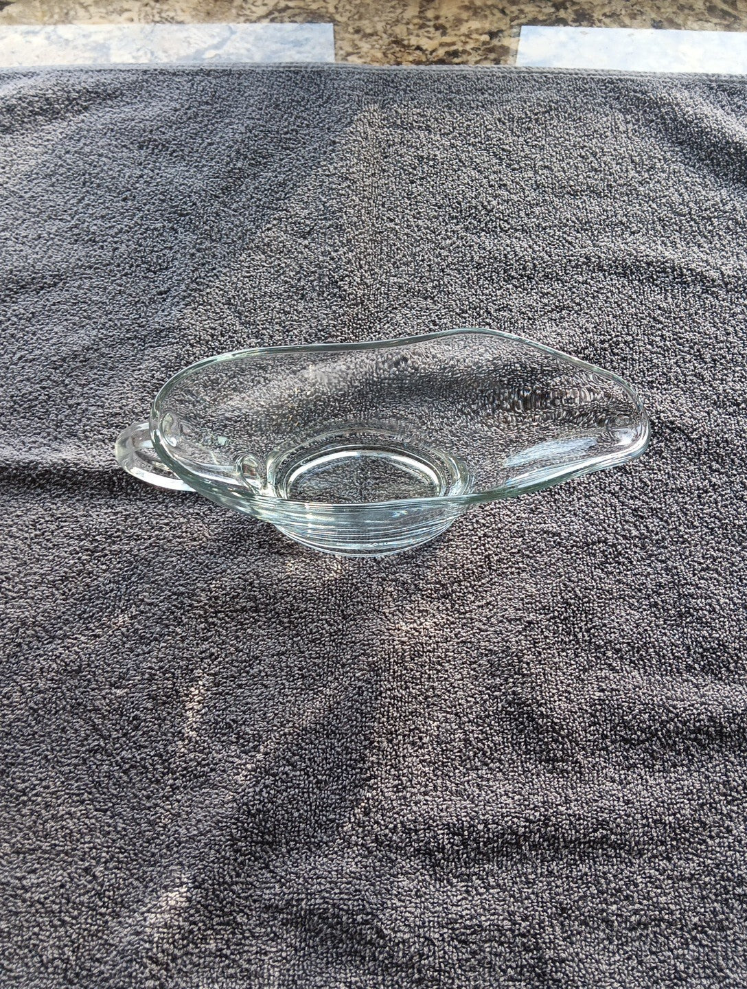 Anchor Hocking Clear Glass Gravy Boat With Handle 10 oz Made In USA #1028