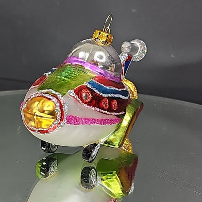 Glass Airplane Space Ship Christmas Ornament Rare Collectable 5.5 Inch