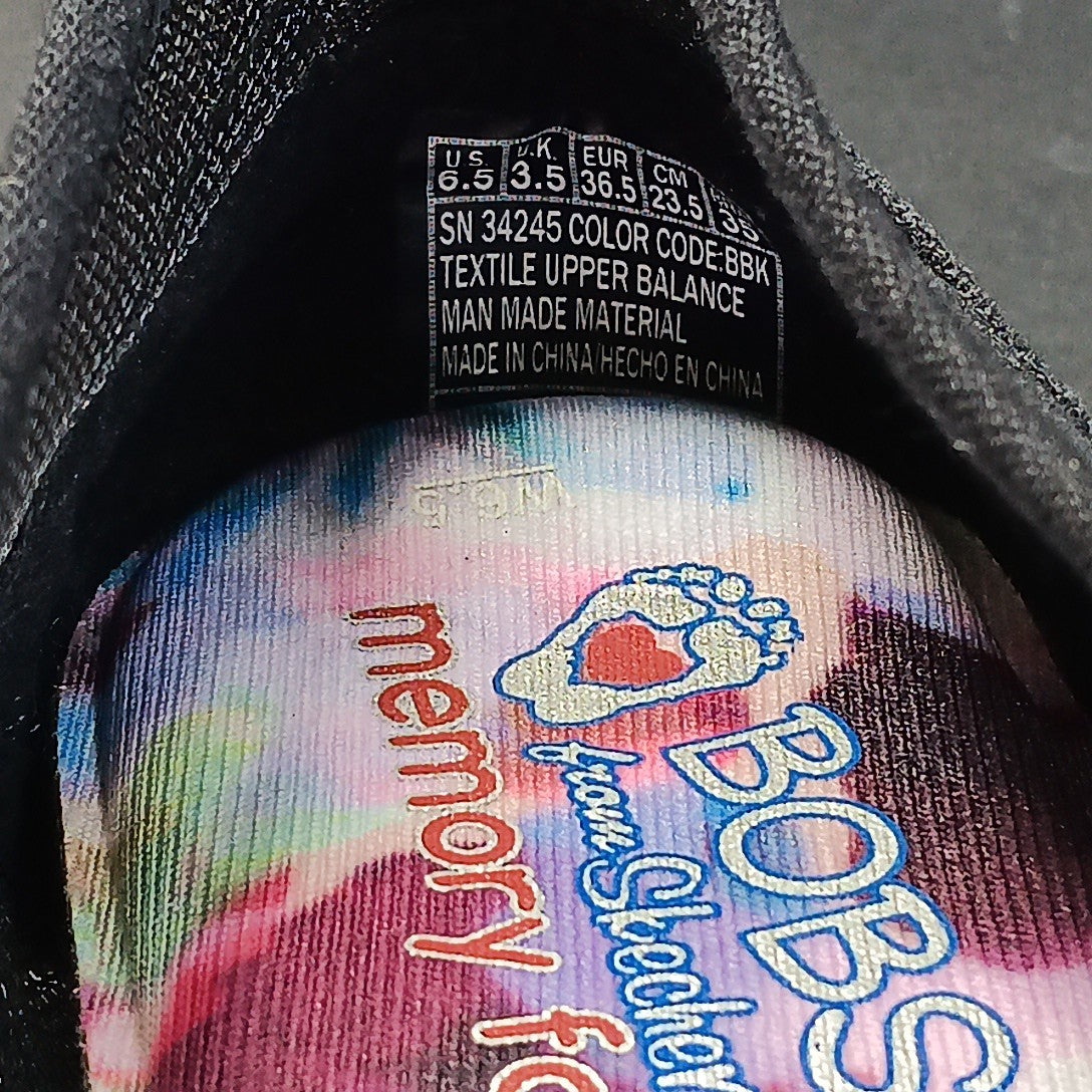 Bobs from Skechers Womens Black Canvas Mesh Slip on Ballet Flat Size 6.5 CN