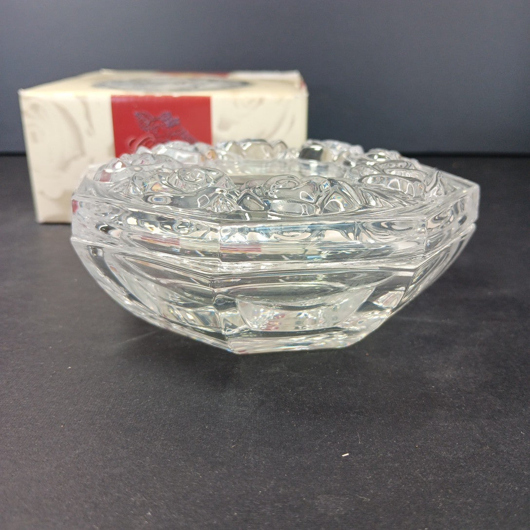 Vintage Royal Crystal Rock RCR 24% Lead Crystal Hexagonal Bowl Made In Italy