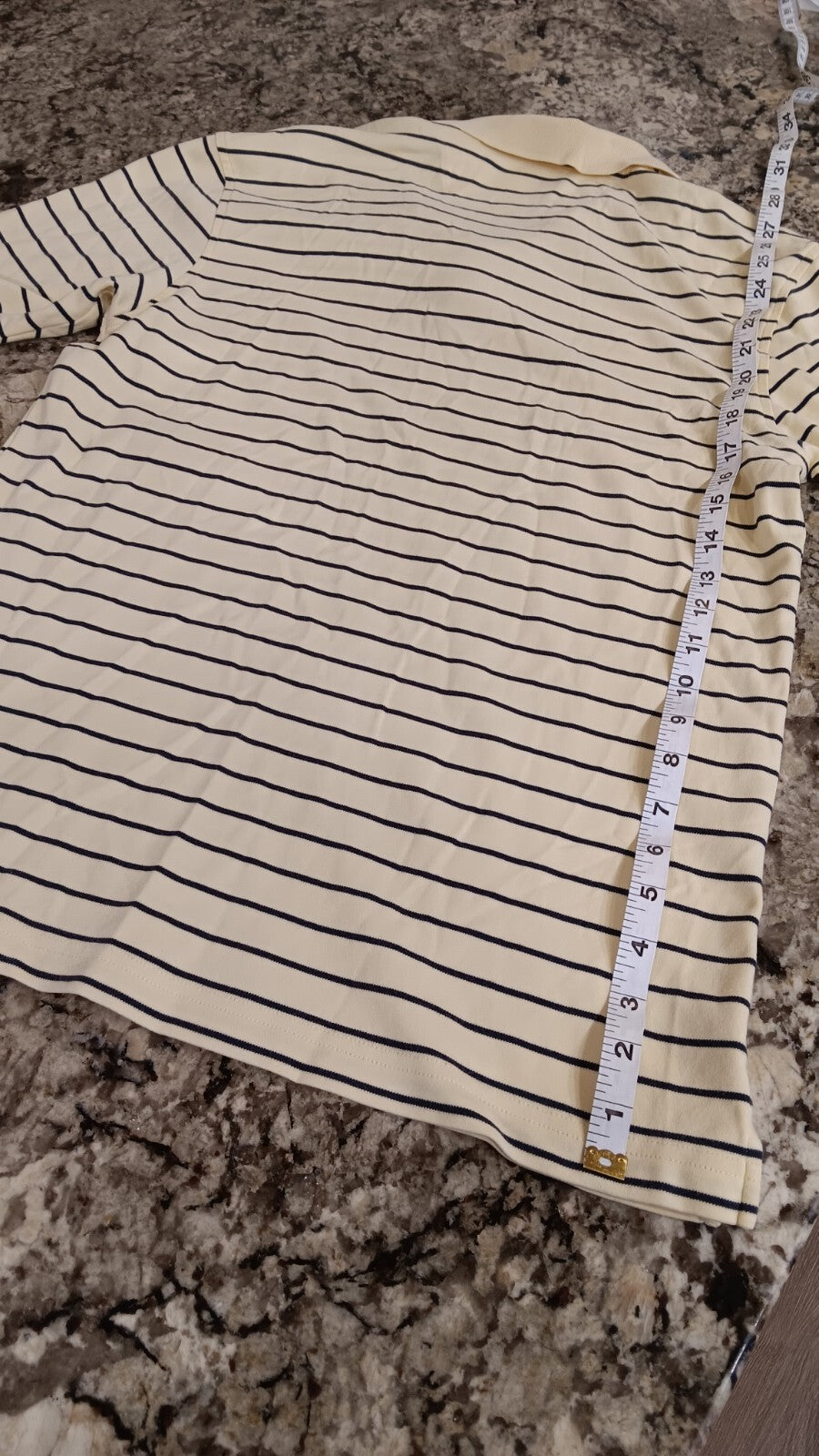 PGA Authentic Small Mens T-Shirt Yellow With Navy Blue Stripes TH