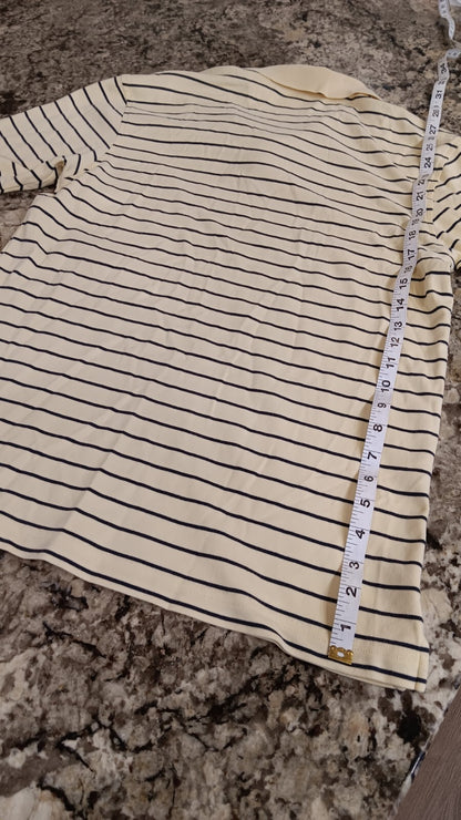 PGA Authentic Small Mens T-Shirt Yellow With Navy Blue Stripes TH