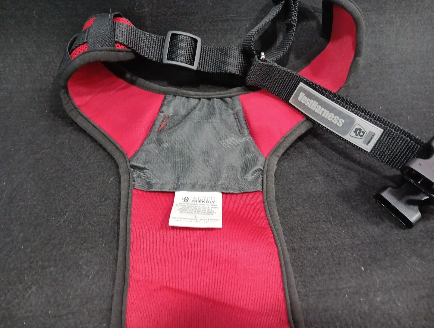 LARGE Canine Equipment No-Pull DOG HARNESS Med. ~ Made in Canada ~ Black/Red