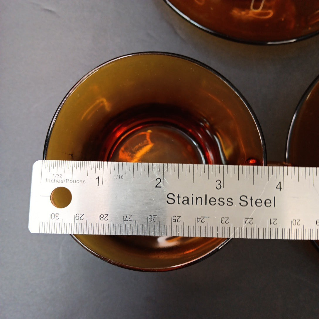 1970’s 3 Sets Duralex France Amber Glass Cups & Saucers Very Good Condition FR