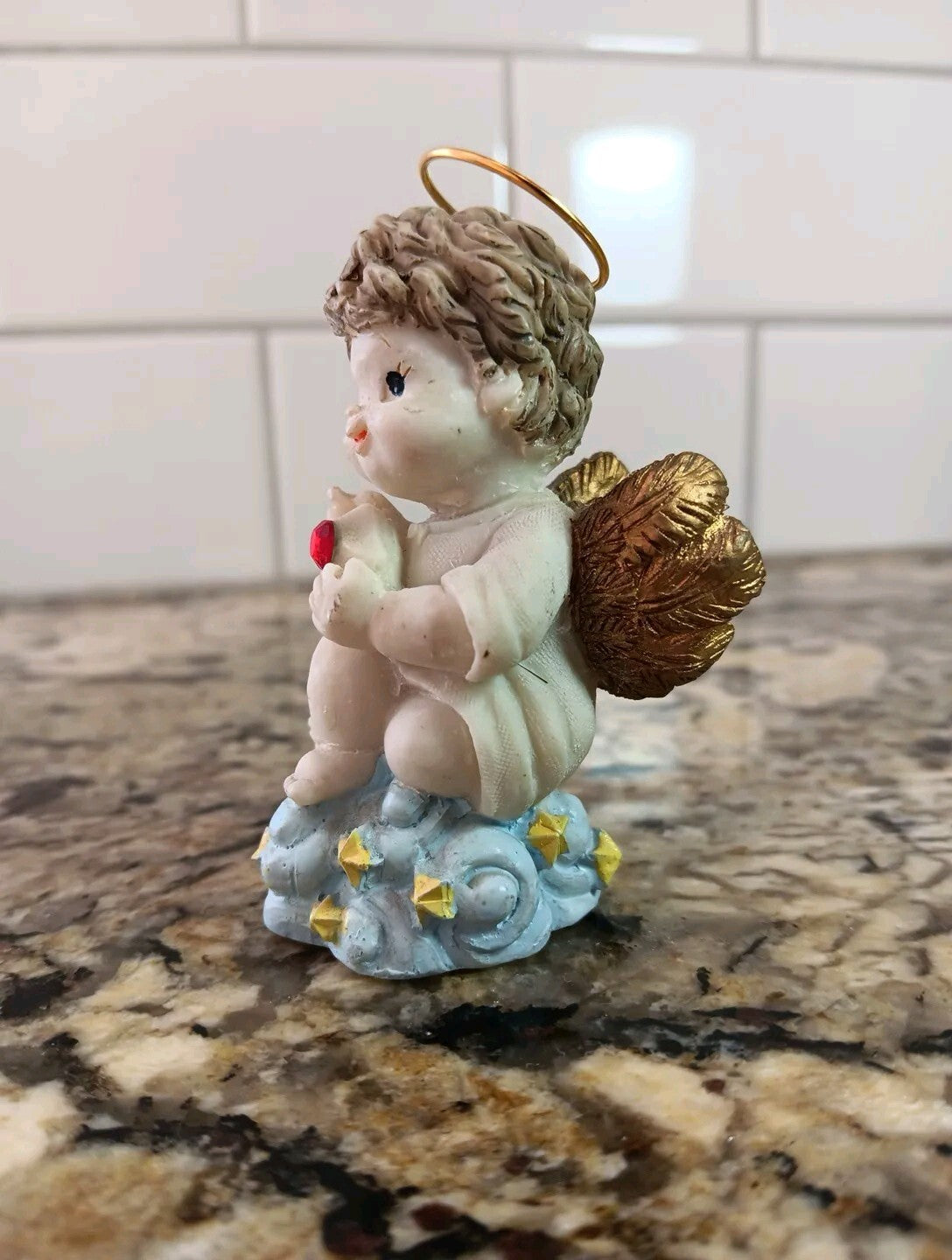 July Baby Ruby Birthstone Child Angel Figurine For Baby Child Gift Collectible