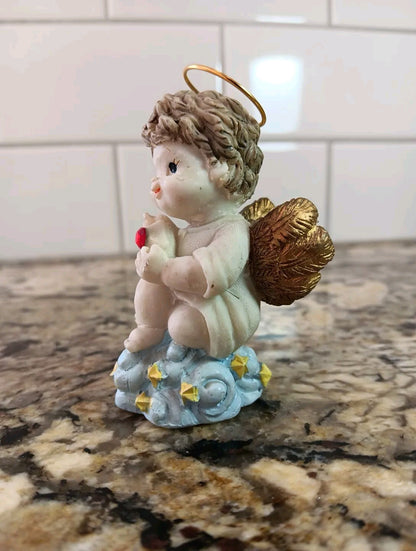 July Baby Ruby Birthstone Child Angel Figurine For Baby Child Gift Collectible