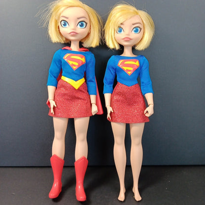TWO DC Super Hero Girls Supergirl Doll 11 Inch Cartoon Network Action Figures X