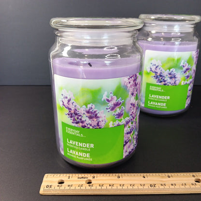 Two Large Lavender Purple Candles Used Soy Blend Wax 652g 23oz 2019 4x6in CN