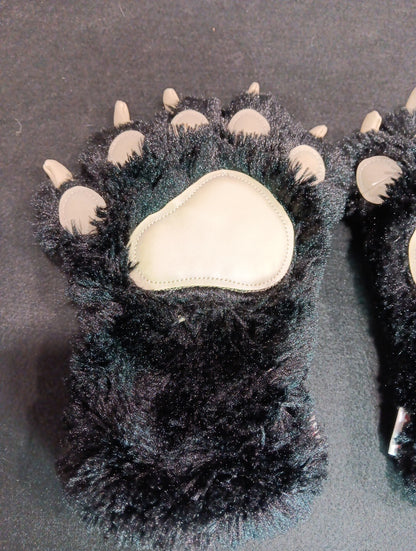 2 Kid Lazy One Animal Paw Pad Claw Plush Mitt Glove Black Bear Furries Dress CN
