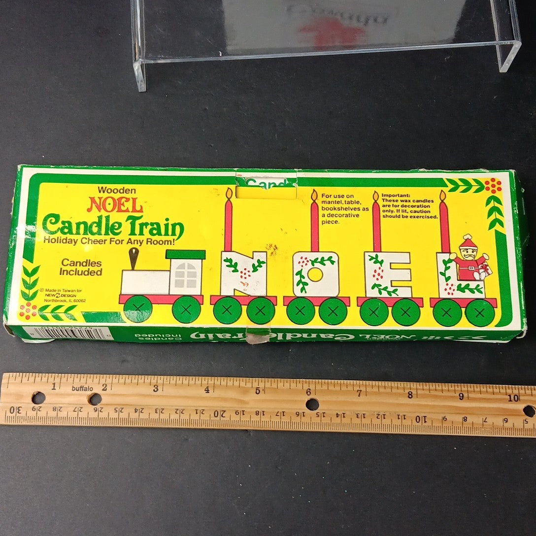 Giftco Wooden NOEL Candle Train Vintage 1982 White Painted Candles. Not Perfect