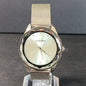 Ellen Tracy Silver Watch With Metal Band Rhinestones 34mm Face Good Condition