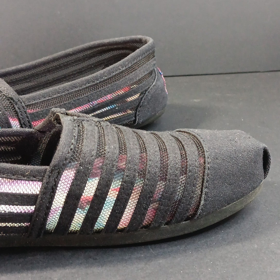 Bobs from Skechers Womens Black Canvas Mesh Slip on Ballet Flat Size 6.5 CN