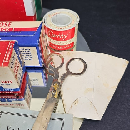 Vintage CURITY Automobile First Aid Kit Bauer & Black Near Completely Full WOW!