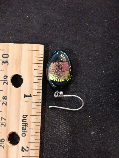 Pair Of Fused Glass Multi Color Dangle Drop Earnings Gift For Wife Girlfriend