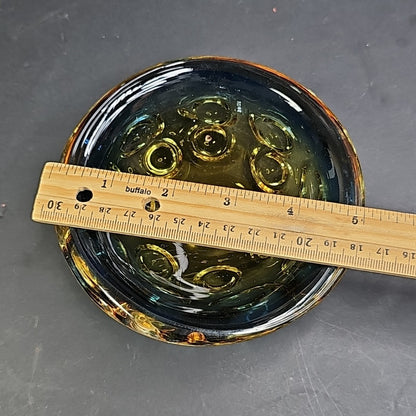 Blue To Amber Fading Bowl Handmade MCM Vintage Heavy Very Cool Piece
