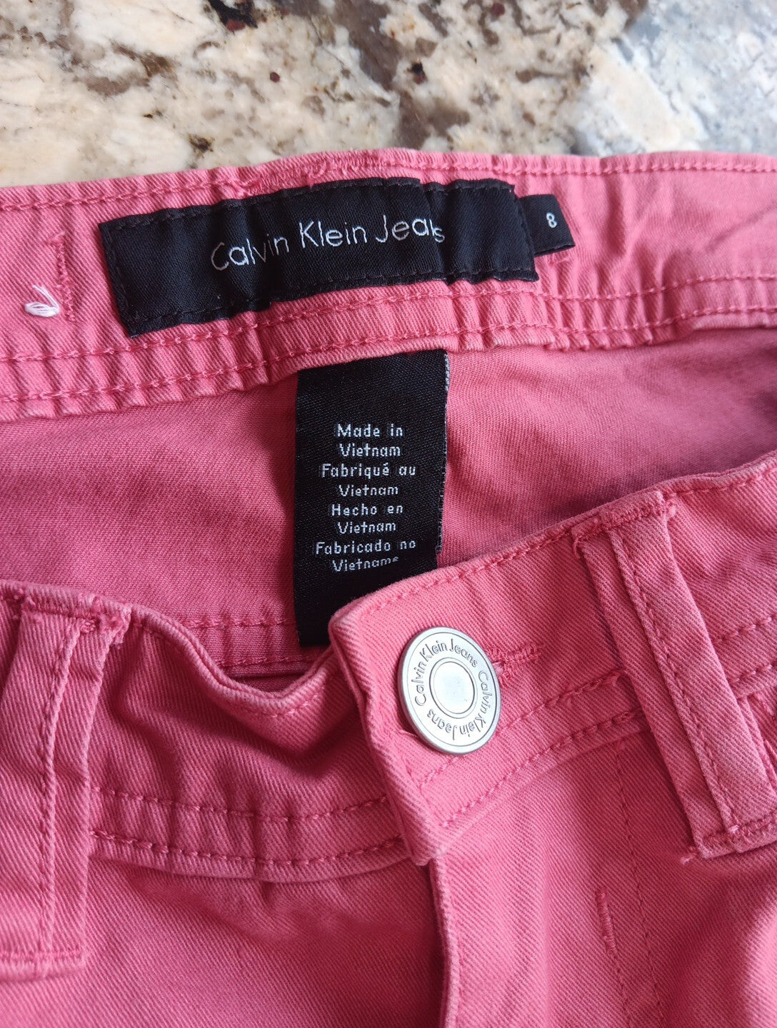 Size 8 Calvin Klein Skinny Crop Pink Jeans Casual Stretch Cotton Denim EPOC VN