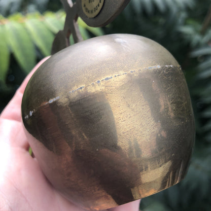 Brass Apple Bell Unpolished Natural Patina Home Decor School Teacher Gift IN