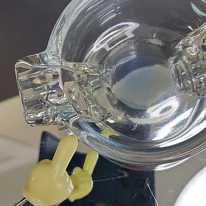 Vintage Art Deco Heavy Clear Glass 4" Round Cigarette Ashtray Mid Century