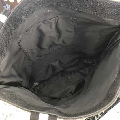 Victoria’s Secret Large Tote Bag Black Silver Heart Logo Handles Shimmery CN