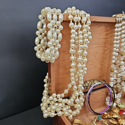 Brooches, Necklaces, Bracelets Jewelry Includes Wood Box Collection Brooch Chain