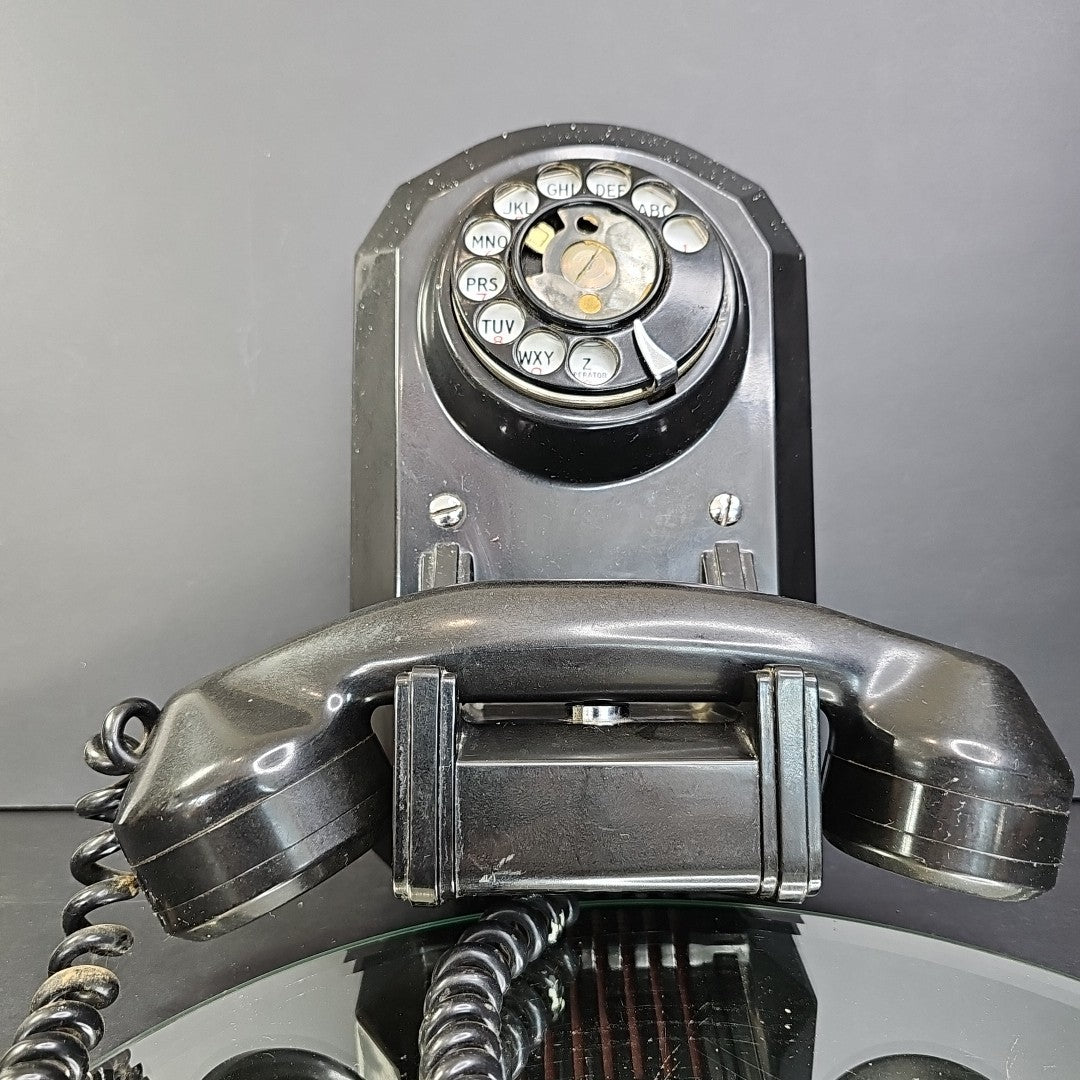 Vintage Black Automatic Electric AE50 Rotary Wall Telephone Needs Cleaning