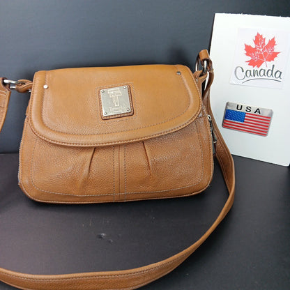 Tignanello Leather Brown Hobo Handbag Magnetic Zip Close Purse With Defects CN