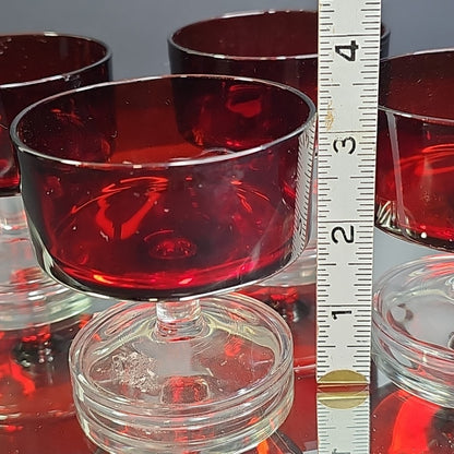 Ruby Red Cavalier Stem Glass 4pcs Dessert Bowls From Luminarc France