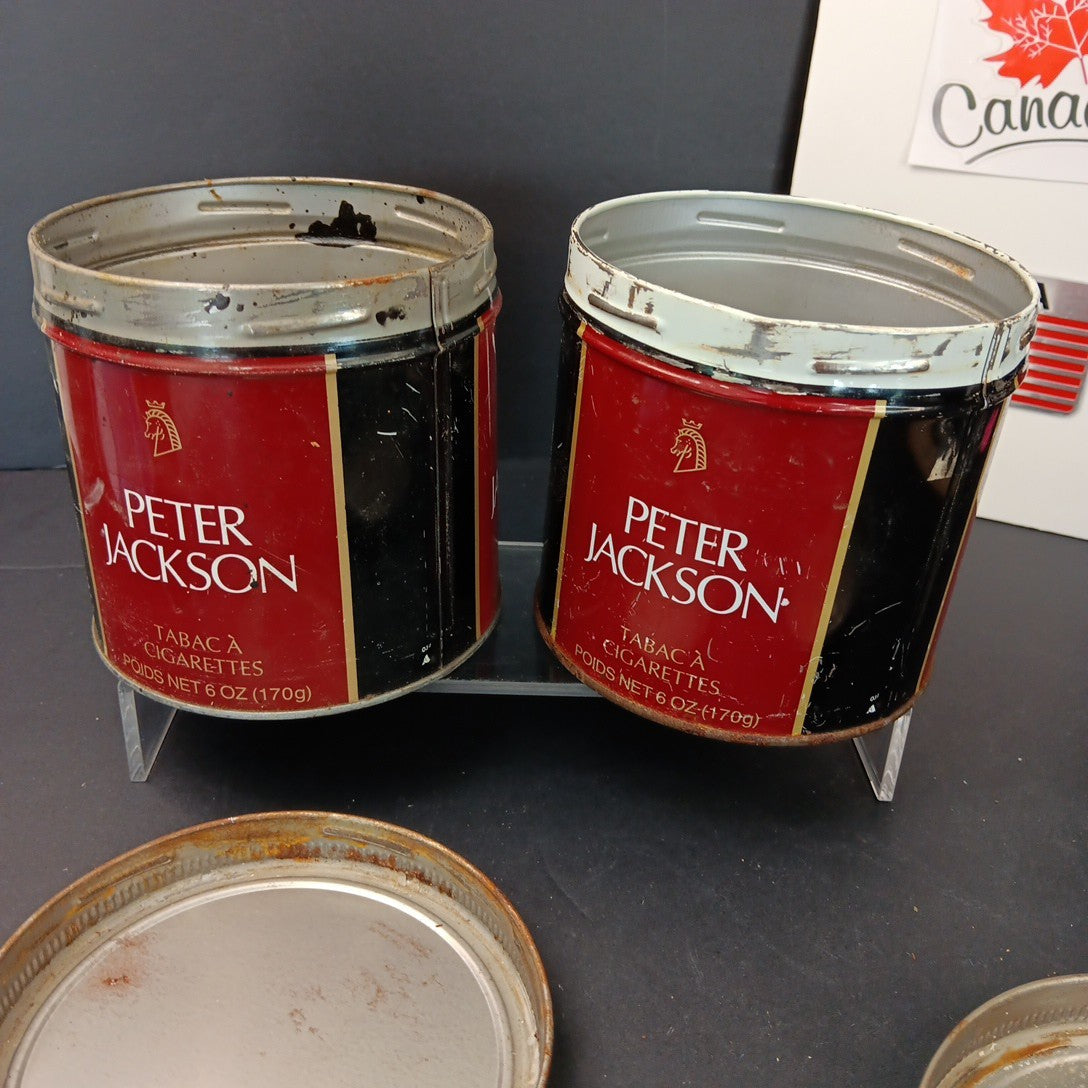 Rare Peter Jackson Tobacco Containers Canada Bilingual Fair Condition 2pcs