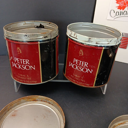 Rare Peter Jackson Tobacco Containers Canada Bilingual Fair Condition 2pcs